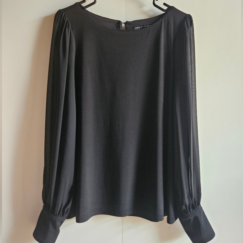 WHBM Chiffon-Sleeve Boatneck Top in Women's M - Picture 5 of 16